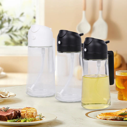 Spray Gourmet 2 em 1 – Reservatório Premium de 500ml para Óleos Nobres e Criações Culinárias